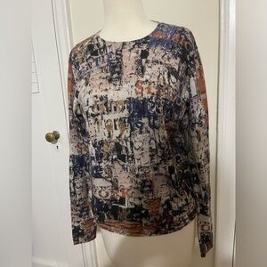 Abstract Print Crew Neck Sweater